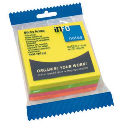 Info Notes 75 x 75 mm Parlak Renk 320 Yaprak Not Kağıdı 9565439